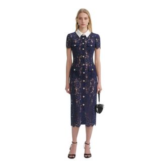 Self Portrait Midi Dresses, female, Blue, S, Midi Dress