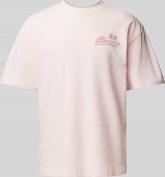 Review Oversized T-Shirt mit Label-Print in Rose, Gr&ouml;&szlig;e S