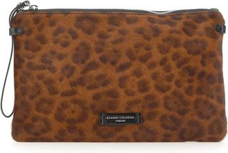 Gianni Chiarini Hermy bedrukte clutch van leer met pony-effect - Dames - Portefeuilles - Bruin - ONE Size - Leer - Accessoires