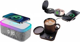 Pursonic Sip & Charge Mug Warmer, All-in-One Alarm Clock & 5-in-1 Folding Charging Station in Black at Nordstrom