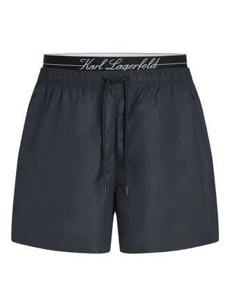 Karl Lagerfeld double-waistband swim shorts - men - Polyester - S - Blue