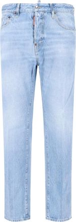 Dsquared2 Light Blue Straight-Cut Denim Logo Jeans