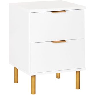 Beliani Comodino moderno retr&ograve; 2 cassetti Elementi oro bianco Walpole