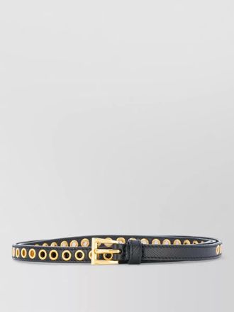 Prada skinny leather belt eyelet detailing hardware