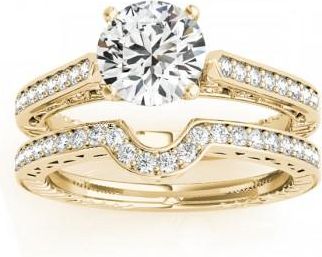Allurez Diamond Antique Style Bridal Set 14k Yellow Gold (0.24ct)