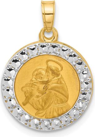 Diamond2Deal 14k Yellow Gold with White Rhodium Hollow St. Anthony Medal