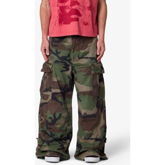mnml Military Rave Wide Leg Cargo Pants in Camo at Nordstrom, Size Xx-Large