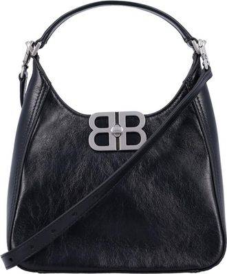 Balenciaga Black Leather Bb Soft Handbag