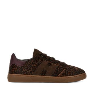 Hogan Brown Leopard Print Suede Low-Top Sneakers