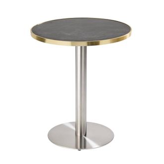 Oviala Mesa de comedor 60cm con tapa de m&aacute;rmol negro/dorado y patas plateadas