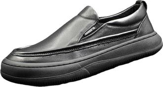 Generic Mens Genuine Leather Loafers Slip On Casual Shoes Thick Sole Comfortable Easy On Off Moccasins Trendy Twisted Toe Slip On Footwear for Daily Wear Offi