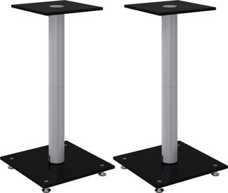 vidaXL Vidaxl - Soportes De Altavoces 2 Uds Vidrio Templado Plata Negro 1 Pilar