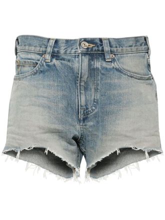 Balenciaga Shorts corti denim con vita media - Blu