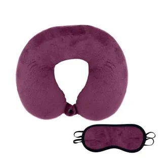 Pursonic Memory Foam Travel Pillow with Sleep Mask in Purple at Nordstrom
