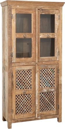 Biscottini International Vitrina De Madera Maciza Reciclada Con Acabado Envejecido