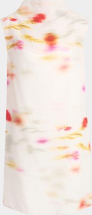 Ferragamo Blossom Flower Organdy Funnel-Neck Mini Dress