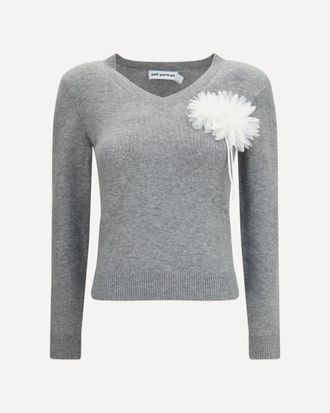 Self Portrait Wool and cashmere blend Jumper with floral corsage Female S