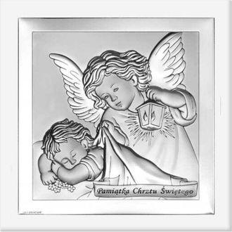 OEM Imagen En Plata De Un &Aacute;ngel, Recuerdo Del Santo Bautismo, Con Grabado 6430w 10 X 10 Cm