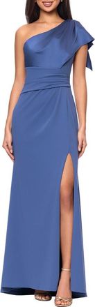 Betsy & Adam One-Shoulder Ruched Gown in Slate at Nordstrom, Size 10