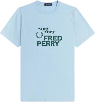 Fred Perry Graphic T-Shirt Glacier - Heren - T-shirts - Blauw - M - Katoen - Tops