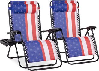 Best Choice Products Set of 2 Extra Wide Zero Gravity Lounge Chair Recliners w/ Cup Holder