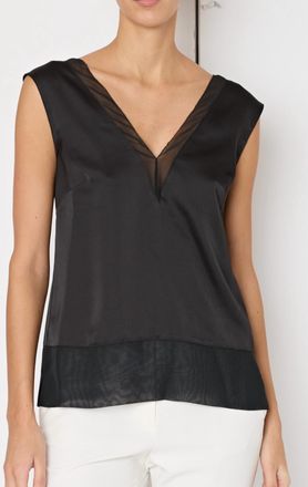 Milly Avianna Satin Top In Black