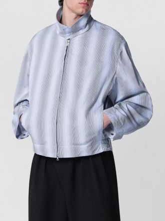 Dries Van Noten jacket elasticated hem high collar stripes