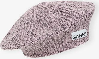 Ganni Purple Wool Beret