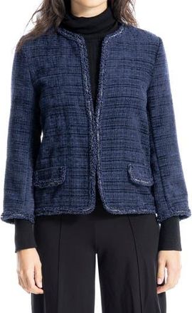 Max Studio Frayed Edge Knit Jacket in Navy Tweed at Nordstrom Rack, Size X-Large