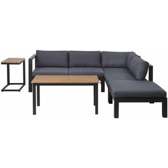 Beliani Set Divani Giardino Struttura in Alluminio Nero Cuscini Grigi a 5 Posti Messina