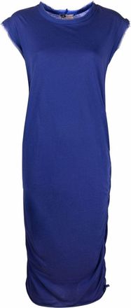 Lanvin ruched detailing shift midi dress - women - Cotton/Silk - S - Blue