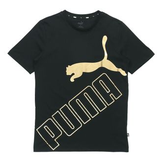 Puma Big Logo Printed Short Sleeve TEE Black/Gold 586464-60