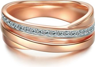 Tresor 1934 Womens Trilani Female Sterling Silver Ring - Rose Gold - Size M