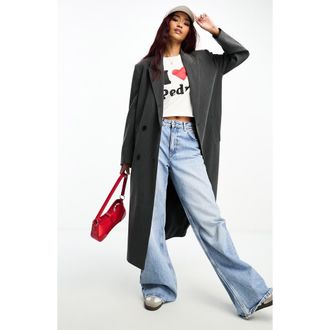 Asos Longline Dad Coat in Grey at Nordstrom, Size 12 Us