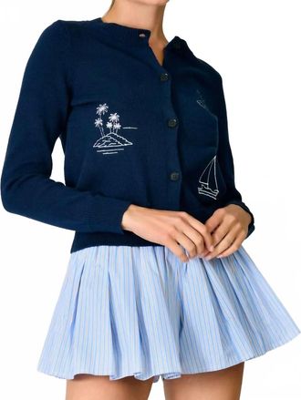 Line & Dot Mooring Cardigan In Navy