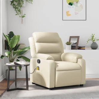 vidaXL Vidaxl - Sill&oacute;n Reclinable De Masaje Cuero Sint&eacute;tico Crema