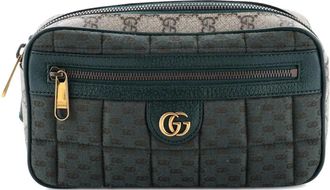 Gucci Front Zip GG Coated Canvas and Quilted Mini GG Canvas Medium belt bag - Groen