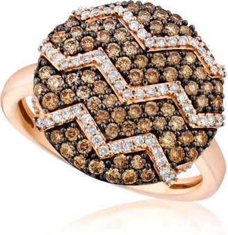Le Vian Ladies Chocolate Diamond Pave Rings set in 14K Strawberry Gold