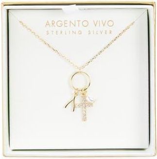 Argento Vivo Dainty Cross Charm Necklace in Gold at Nordstrom Rack