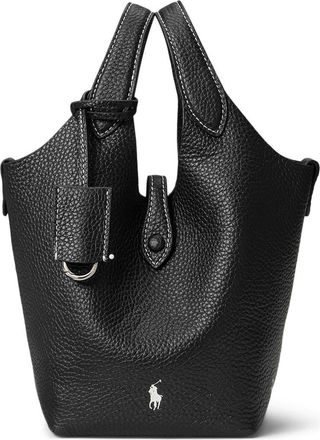 Polo Ralph Lauren Shiny Drum Pebble Leather Crossbody Bag in Black at Nordstrom