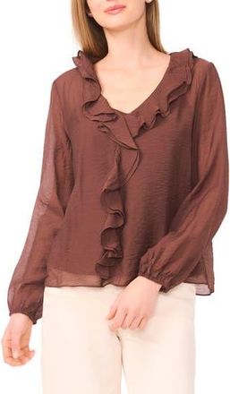 Halogen Ruffle Top in Chocolate at Nordstrom Rack, Size X-Small