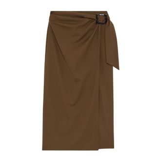ottod'Ame Wikkel midi rok met schildpadgesp - Dames - Rokken - Groen - Maat: M Katoen
