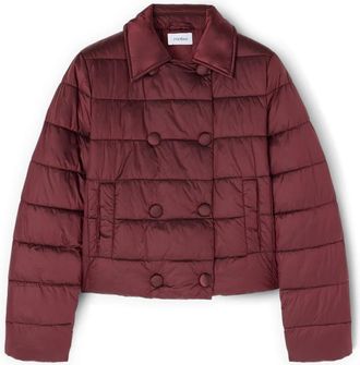 Motivi Lichtgewicht crop double-breasted pufferjack - Dames - Winterjassen - Rood - M - Polyester - Jassen