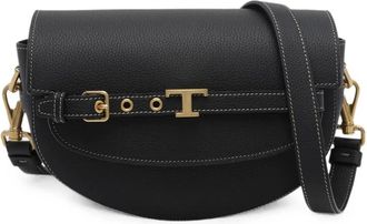 Tod's Tassen, Dames, Zwart, ONE Size, Leer, T Timeless Foldover Crossbody Bag