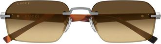 Gucci Rechthoekige Zonnebril - Heren - Zonnebrillen - Bruin - 55 MM - Nylon - Accessoires
