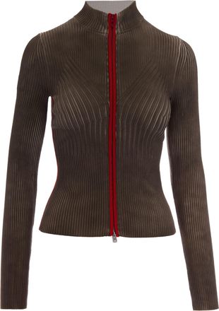 Diesel Brown Sarma Mock Neck Ribbed Cardigan