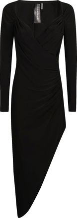 Norma Kamali Long Sleeve Sweetheart Polyester Midi Dress