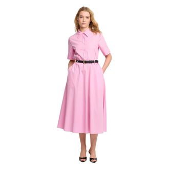Kocca Lichtgewicht Jurk met Kraag en Lange Mouwen - Dames - Casual kleedjes - Roze - XS - Katoen - Kleedjes