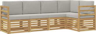 vidaXL Conjunto De Sof&aacute;s De Exterior 5 Uds. Blanco Y Gris Claro Vidaxl