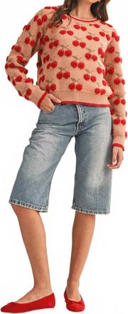 Merci Jana Fuzzy Sweater In Cherry Red